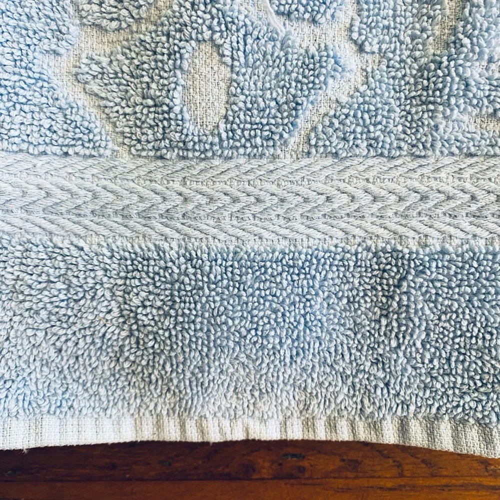 VTG Hand Bathroom Towel Damask Relief Pattern Baby Light Blue JC Penney USA
